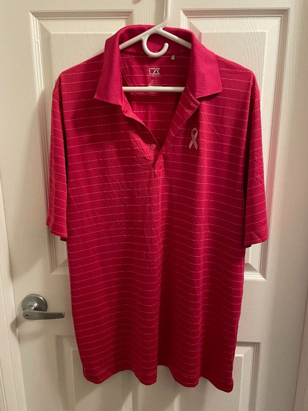 Cutter & Buck Golf Polo Mens XL DryTec Breast Cancer Awareness Pink